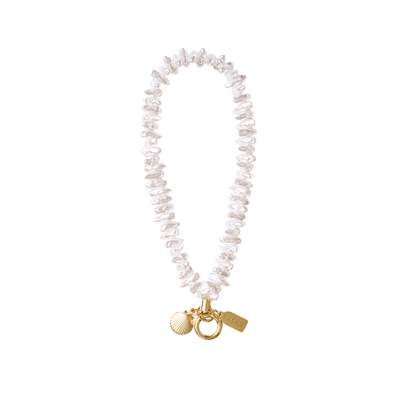 Coral Pearl Clam Charm — Phone Wristlet