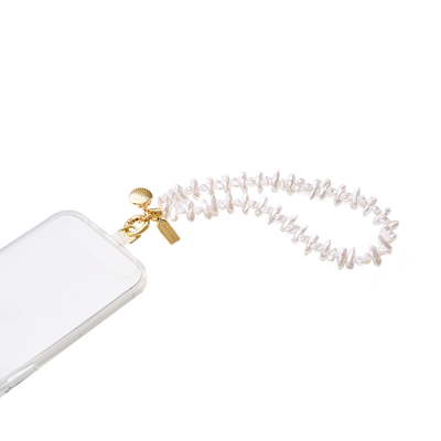 Secondary image for hover Coral Pearl Clam Charm — Phone Wristlet