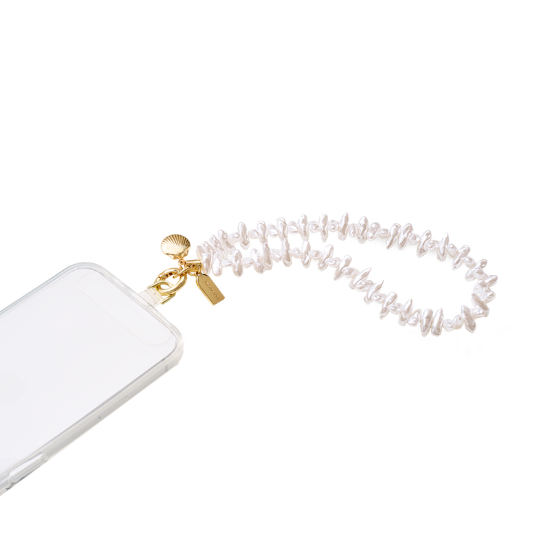 Coral Pearl Clam Charm — Phone Wristlet image number 1