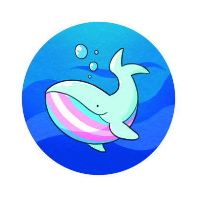 Trans Pride Whale — Adhesive PopGrip